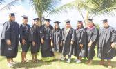 Nine of the 10 graduates with degrees in business
