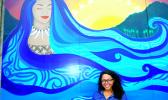 Puataunofo Tofaeono and her artwork “Loto Tasi…One Heart” 