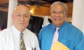 Retirement Fund Office executive director, I’aulualo Fa’afetai Talia (left) and ASG Employees Retirement Fund board of trustees chairman, Vaanatiu Tofala Iafeta
