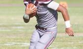 The Samurai, Koison Ozu returning a punt for the Warriors in the second half of their match up against the Vikings last Saturday, during the opening game of the 2017-2018 ASHSAA football season. Ozu led the Warriors to their first victory 24-14. [photo: TG]