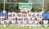 It's the Blue Empire’s pride & joy: the Samoana Sharks Junior Varsity Team has been named the 2017-18 ASHSAA JV Football Champs, securing a ‘Back-2-Back’ run last Thursday evening in their final game of the season against the Vikings. Leading the Sharks this year were principal Tupa’i Rod Atafua (far left) and head coach Pati Pati (far right). [photo: Donald Joe Brandt]