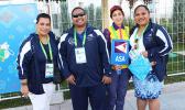 Team American Samoa’s Press Attache for the 2017 - 5th Asian Indoor and Martial Arts Games, Terry Custodio Auva’a, Team AS Chef de Mission Herrietta Molesi, and Team American Samoa Wrestler, Athlete Zena Iese smile for the camera while waiting their turn to represent American Samoa at the First Team welcoming Ceremony Friday Sept. 15. (Photo:ASNOC\TCA) Team American Samoa’s Press Attache for the 2017 - 5th Asian Indoor and Martial Arts Games, Terry Custodio Auva’a, Team AS Chef de Mission Herrietta Molesi, and Team American Samoa Wrestler, Athlete Zena Iese smile for the camera while waiting their turn to represent American Samoa at the First Team welcoming Ceremony Friday Sept. 15. (Photo:ASNOC\TCA)