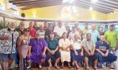 Samoa Deputy Prime Minister Afioga Tuala Tevaga Iosefo Ponifasio (4th from left, front row), meeting with the American Samoa Veterans Association on Tuesday, April 18 at Paradise Pizza, Nuuuli. (courtesy photo) Afioga Tuala Tevaga Iosefo Ponifasio (4th from left, front row), meeting with the American Samoa Veterans Association