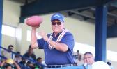 Stadium director Tole’afoa Henry Tavake throwing the first pass 