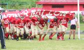 The AYFS 49ers ‘Niner Nation’ running out to the field for the first time this season to face the AYFS Bears during the season opener last Saturday morning at the Veterans Memorial Stadium. [photo: TG]