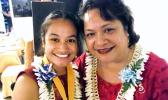 ASCC Admissions Officer Elizabeth S. Leuma congratulates spring 2019 graduate Zemirah Pati.