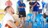 Yesterday at the Bluesky Headquarters in Tafuna, Spawnbreezie’s helped introduce Bluesky’s 4G+ network. He is having his first concert in the territory this Saturday, sponsored by Bluesky. He spoke briefly at the press conference, congratulating Bluesky for raising the bar in communications on island and in the Pacific and thanking them for the opportunities afforded to the community and the youth. [photo: TG]