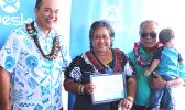 Bluesky Pacific Group chief executive officer Toleafoa Tiafau Douglas Creevey (far left) pictured last Friday, with Mr. and Mrs. Sili Sataua