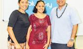 [l-r] Christinna Lutu Sanchez and her daughter, Karlinna S. Lutu Sanchez, along with Bluesky Pacific Group chief executive officer Toleafoa Tiafau Douglas Creevey. 