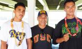 SUCCESS ALL AROUND: The two boxers, (far right) Falaniko Tauta and (far left) Jeffrey Tago  — who represented American Samoa for two weeks in Canberra, Australia during the International Training Competition. Tauta qualified for the 2018 Youth Olympic Games in Argentina, Tago will compete in this year’s Pacific Mini Games, while (center) Vice President of the American Samoa Amateur Boxing Association, Okesene Malala earned his 1-star Coach certificate to coach and referee at the YOG 2018. [photo: EM]