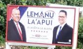 Billboard advertising the Lemanu / Laapui team