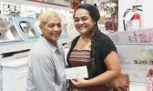 Two stipend recipients, who were present during the Neil’s ACE Home Center presentation of the results of their Holiday Angels Fundraiser — which netted $26,333.72. They are Darlene Tauaese (left), a breast cancer patient who is going back to Seattle for follow up soon; and Juliette AhChing, the sister of 17-year-old Peter Ah Ching of Vaitogi who was recently diagnosed with osteosarcoma. Peter is putting up a brave fight at the Kapi’olani Womens & Childrens hospital in Honolulu, with the support of his moth