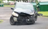 Black RAV-4 with front end smashed