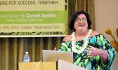 South Pacific travel consultant, Carmel Beattie, during her presentation. 