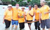 The LBJ Hospital put a team together to race at the first Harbor Classic V6 race last Friday at Sadie’s by the Sea beach. Dentists and medical students compose the team, with many paddling for the very first time.  [Photo: Ese Malala]