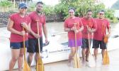 Alo O Samoa club took first place at the first Harbor Classic V6 outrigger race in American Samoa at the Sadie’s By the Sea Beach last Friday. Alo O Samoa only had 5 paddlers but was able to take the win with great teamwork effort, according to their captain, who steered their boat.  [Photo: Ese Malala]