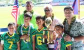 JPS Leone Lions Coach of the Year Oakland Salave’a and the Champions of the Division 2, Leone Lions. [photo:EM]
