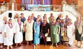 Gov. Lemanu Peleti Mauga, and First Lady Ella with others at church service