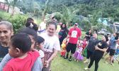 The large crowd lining up for fun and games at the Halloween Harvest Carnival hosted by Maoputasi Rep. Vesiai  Poyer Samuelu and  family.