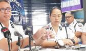 Commissioner Keil holds up a spoon that has been made into a stabbing device. [photo via Samoa Global Ne Commissioner Keil holds up a spoon that has been made into a stabbing device.