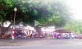 Hundreds of local residents gathered at the DHSS compound 