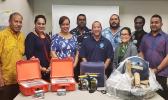 [Left – Right] Soliali'i Falepo (Am. Samoa Government), H. Gingerlei Porter (UH PITD/Pacific RANET Project), Bonnelley Pau'ulu (Am. Samoa Government), Amit Sighn (Fiji Meteorological Service), Ray Tanabe (NOAA/NWS Pacific Region), ‘Ofa Fa’anunu (Tonga Meteorological Service), Christina Higa (UH TASI), Jimmy Gomoga (Papua New Guinea Meteorological Service) and Terry Atalifo (Fiji Meteorological Service). 