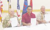 [l-r] Brig. Gen. Douglas F. Anderson, Commander of the US Army 9th Mission Support Command; Attorney General Talauega Eleasalo V. Ale, who is the acting governor; and Police Commissioner Le’i Sonny Thompson