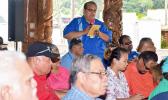 Health Department’s Dr. Saipale Fuimaono, who heads the Tafuna Community Health Center, speaking at Saturday cabinet meeting