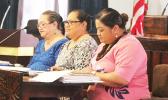 Local Education Department acting director Dr. Roxanne Suaava Salavea along with Office of Budget and Planning director (center), Catherine A. Saelua (left) and Human Resources director, Lynn Pulou-Alaimalo