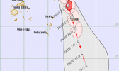 The forecast track for Cyclone Wasi