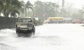 A flooded road in Samoa's Pesega