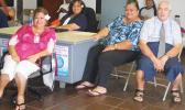 Chief Election Officer, Uiagalelei Dr. Lealaofi Uiagalelei (far right) along with three Election Office personnel, taking a break last Saturday from their work observing the Swains islanders meeting to select their Delegate to the local House of Representatives.  [photo: FS]