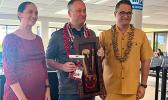 (L-R) Marian Ale, Doug Emhoff, and Lt Gov. Talauega