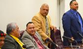 Pictured are several faipule after one the House sessions earlier this week.  [photo: AF]