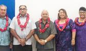 Silasila Samuelu, Sen. Fano Mitch Shimasaki, Rev. Elder Ioane Evagelia, FFAS President, Sen. Faiivae Iuli Alex Godinet, Sandra Fruean, Tausaili Ott and Amio Mavaega-Luvu.