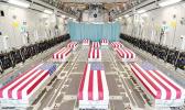 Flag-draped caskets