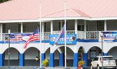 Flags at half staff in front to DPS main station