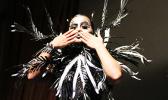Newly crowned Miss Flowers Sophie McMoore blowing a kiss to the crowd during her Creature Couture category during the Miss Flowers Pageant held last Saturday evening, at the Gov. H. Rex Lee Auditorium in Utulei.  [photo: TG]
