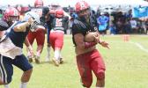 Mika Tavai (54) of the Vikings taking this reverse hand off play