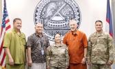 Governor Pulaali’i Nikolao Pula with LTC Hope Hashimoto and SSG Joshua T. Fale during discussions between the American Samoa Department of Health and the 1984th U.S. Army Hospital-Pacific. Governor Pulaali’i Nikolao Pula with LTC Hope Hashimoto and SSG Joshua T. Fale