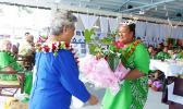 First Lady Cynthia Malala Moliga receives gifts from sewing class