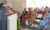 Gov. Lolo Matalasi Moliga during yesterday’s official opening of the Territorial Bank of American Samoa. In his remarks he said the solid collaboration, fashioned between the Legislative Branch and the Executive Branch, upon receipt of notification of the exodus of the Bank of Hawaii, facilitated this day.  [photo: AF]