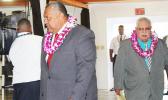 Gov. Lemanu Peleti Palepoi Sialega Mauga (left) and Senate President Tuaolo Manaia Fruean (right)