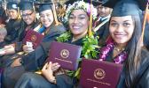 Smiling faces of some of the graduates at the American Samoa Community College’s Spring 2018 graduation ceremony last Friday at the ASCC Multi Purpose Center Auditorium. [photo: Leua Aiono Frost]