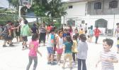 Pacific Horizons School’s Student Body occupies and celebrates their new half court that was officially opened last week Thursday, after a ribbon cutting ceremony that included thanks to the people who helped make the school a better place. See story and more photos inside. [Courtesy photo]