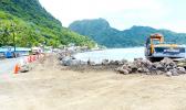 Happy Trucking constructing seawall in Futiga