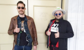 Proud Boys Nick Ochs, left, and Nicholas DeCarlo pose