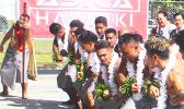 With the “ASTCA/Hawaiki” banner in the background, members of the Malaeloa Methodist Youth group perform