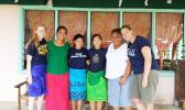 Nicola  Hawley and her former student Courtney Choy with others
