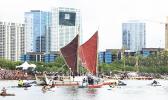  The Polynesian Voyaging Society's sailing canoe Hokulea arrived at Magic Island in Honolulu on Saturday, June 17, 2017.  No modern navigation instrumentation guided a Polynesian voyaging canoe as it followed the horizon during a three-year journey around the globe. (Craig T. Kojima/The Star-Advertiser via AP)